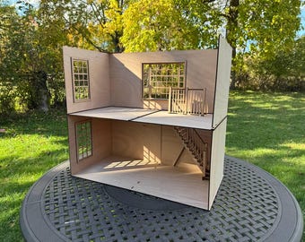 Modular Two-Story Dollhouse Room Box | Stackable 1/6 1/12 Scale