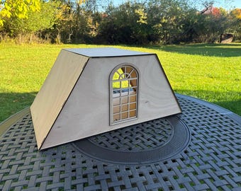 Stackable Roof with French Arched Window | Dollhouse Room Box 1:6 & 1\12