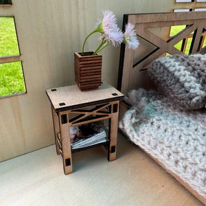 Miniature Nightstand for Dollhouse – 1:6 Retro Bedside Table with Drawer – Doll Furniture