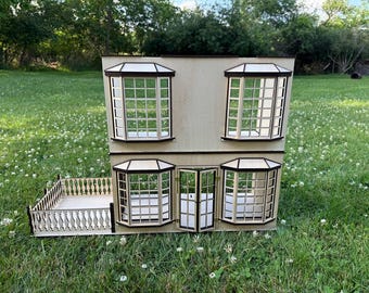 2-Story Dollhouse Boutique | Stackable Modular Roombox | DIY French Style Dollhouse | 1:6 & 1\12 Scale