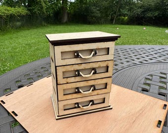 Miniature Dresser with 4 Drawers – 1:6 & 1\12 Scale – DIY Dollhouse Furniture