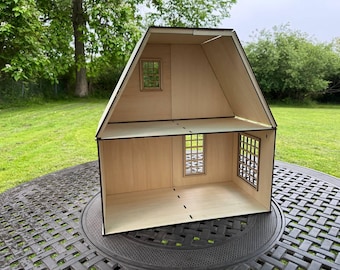 Two-Story Dollhouse with Roof – Stackable Modular Room Boxes – 1\6 & 1:12 Scale Miniature House