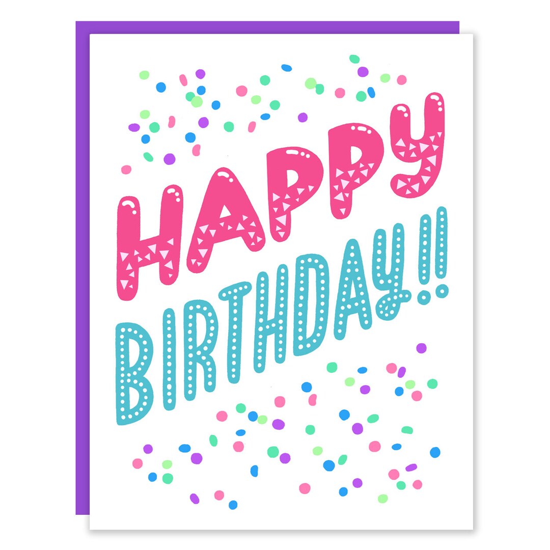 Happy Birthday Confetti Card Etsy