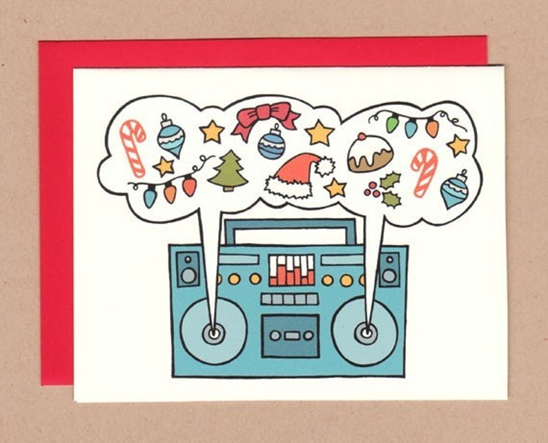 Holiday Boombox Card Etsy
