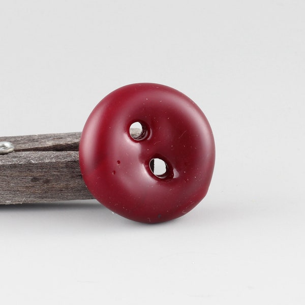 Artisan handmade glass button maroon matte by Aja Vaz