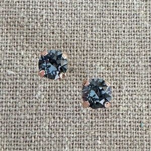 Swarovski Crystal Post Earrings, Denim Blue Studs, 6mm Xirius Small Brilliant Chatons, Bridesmaid Gifts, Flower Girl Gifts, Rose Gold Silver