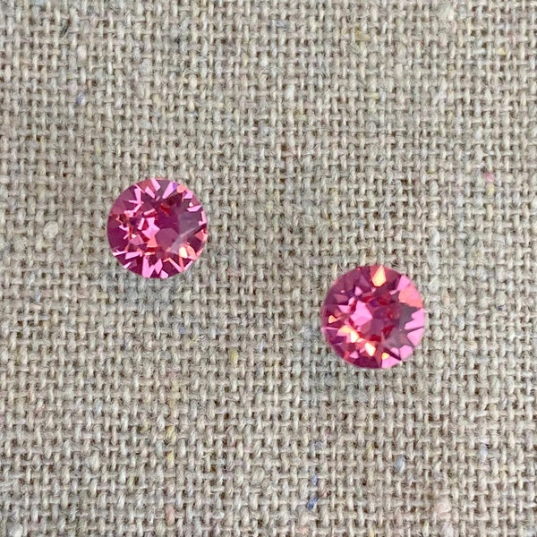 Swarovski Crystal Studs, 6mm Xirius Chaton Rose Posts, Surgical Steel Hypoallergenic, Everyday Earrings, Small Round Brilliant Rhinestones