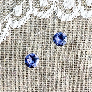 Swarovski Crystal Studs, Surgical Steel Post Earrings, 6mm Xirius Tanzanite Rhinestone Earrings, Simple Everyday Earrings