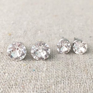 Swarovski Crystal Stud Set, Surgical Steel Post Earrings, Faux Diamond Rhinestone Earrings, Simple Everyday Earrings, Bridesmaids Ask Gifts