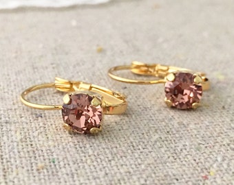 Swarovski Crystal Dangling Earrings | 6mm Xirius Chatons | Lever Back Drop Earrings | E0230