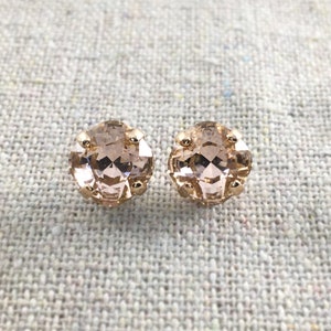Swarovski Crystal Blush Pink Rose Gold Post Earrings Cushion Cut Square Earrings Bridal Jewelry Wedding Earrings Bridesmaids Gifts