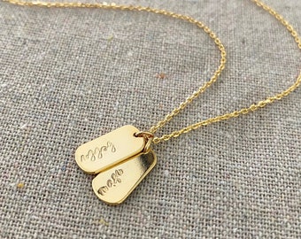 mini gold dog tag necklace