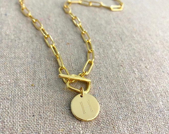 Paperclip initial necklace Clearance