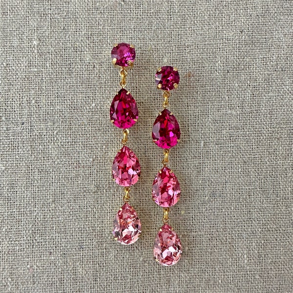 Nuance Pink Ombre Fringe Earrings
