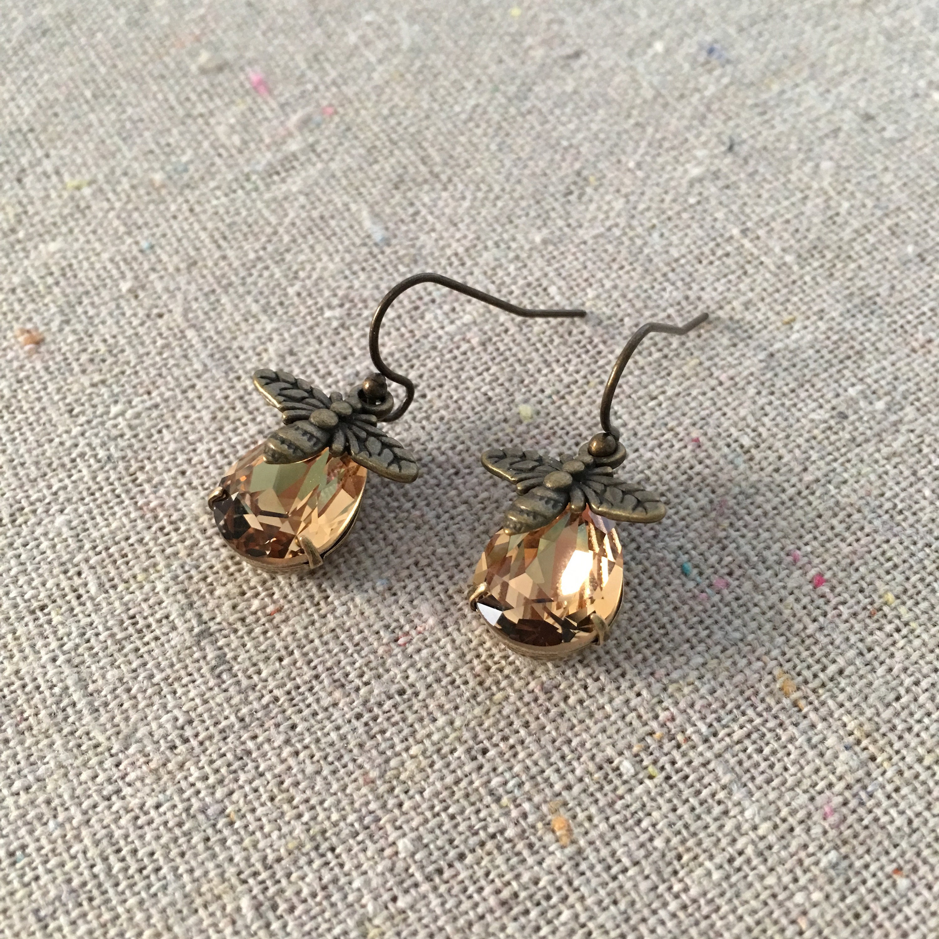 Swarovski Crystal Honey Bee Mine Earrings Bee Charm Earrings Etsy