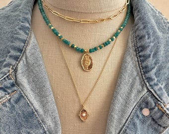 Birthday Bouquet Adjustable Necklace | Dyed Candy Jade Beaded & Birth Flower Charm | N0514