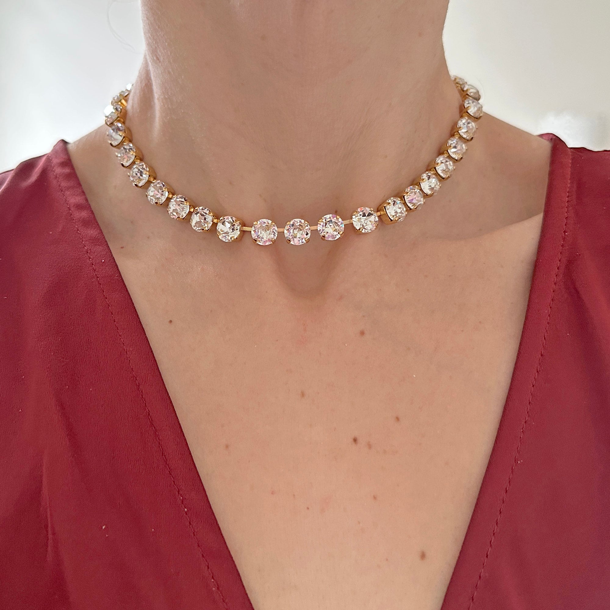 Swarovski Crystal Tennis Collet Necklace | 8mm Crystal Xirius