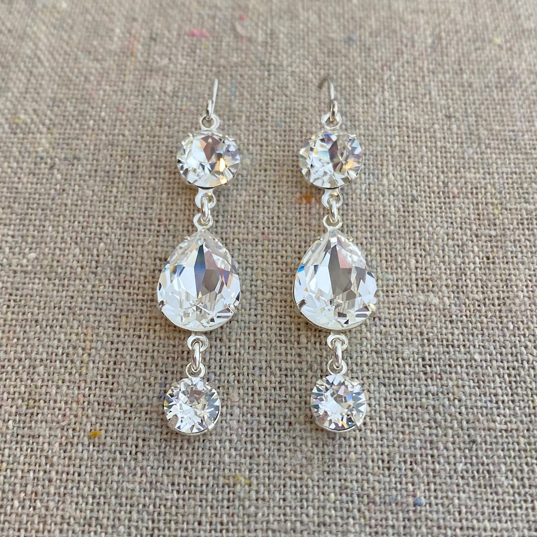 Swarovski Crystal Dangling Earrings | Crystal Pears & Xirius Chatons ...