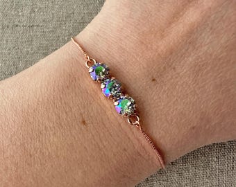 Swarovski Crystal Bar Bracelet | 6mm Paradise Shine Xirius Chatons | Silicone Sliding Easy-on Clasp | B0449