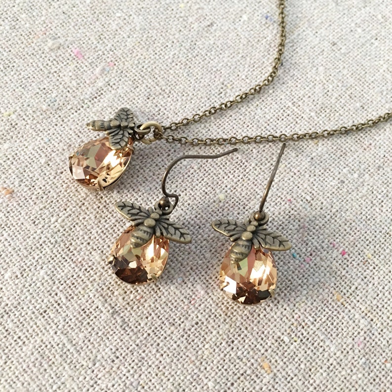 Swarovski Crystal Honey Bee Mine Earrings Bee Charm Earrings Etsy