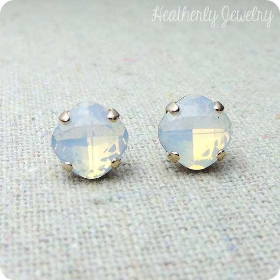 Jewels By Lux Sterling Silver 10mm Golden Champagne Czech Crystal Post Earrings