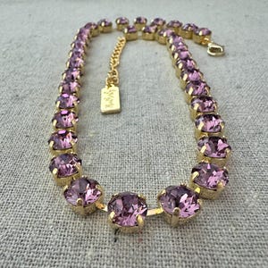 Collar con colgante de tenis de cristal Swarovski / Chatones Iris Xirius de 8 mm / Collar de longitud ajustable / N0419