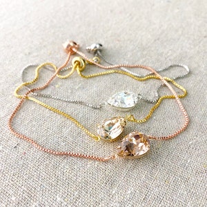 Swarovski Crystal Blush Bracelet, Blush Pink Bridal Bracelet, Rose Gold Chain Adjustable Bracelet, Custom Wedding Jewelry, Bridesmaids Gifts image 6