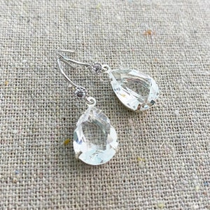 Swarovski Crystal Earrings, Silver Earrings, Swarovski Bridal Earrings, Crystal Rhinestone, Crystal Teardrop Earrings, Bridesmaids Gifts