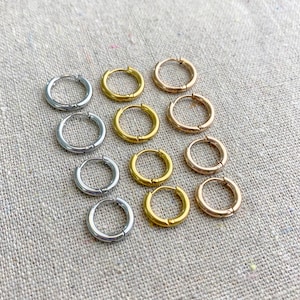 Surgical Steel Sleepers • Hinged Sleeper Earrings • Minimalist Huggie Hoops • Hypoallergenic Huggy Hoop • Gold, Rose Gold or Platinum Color