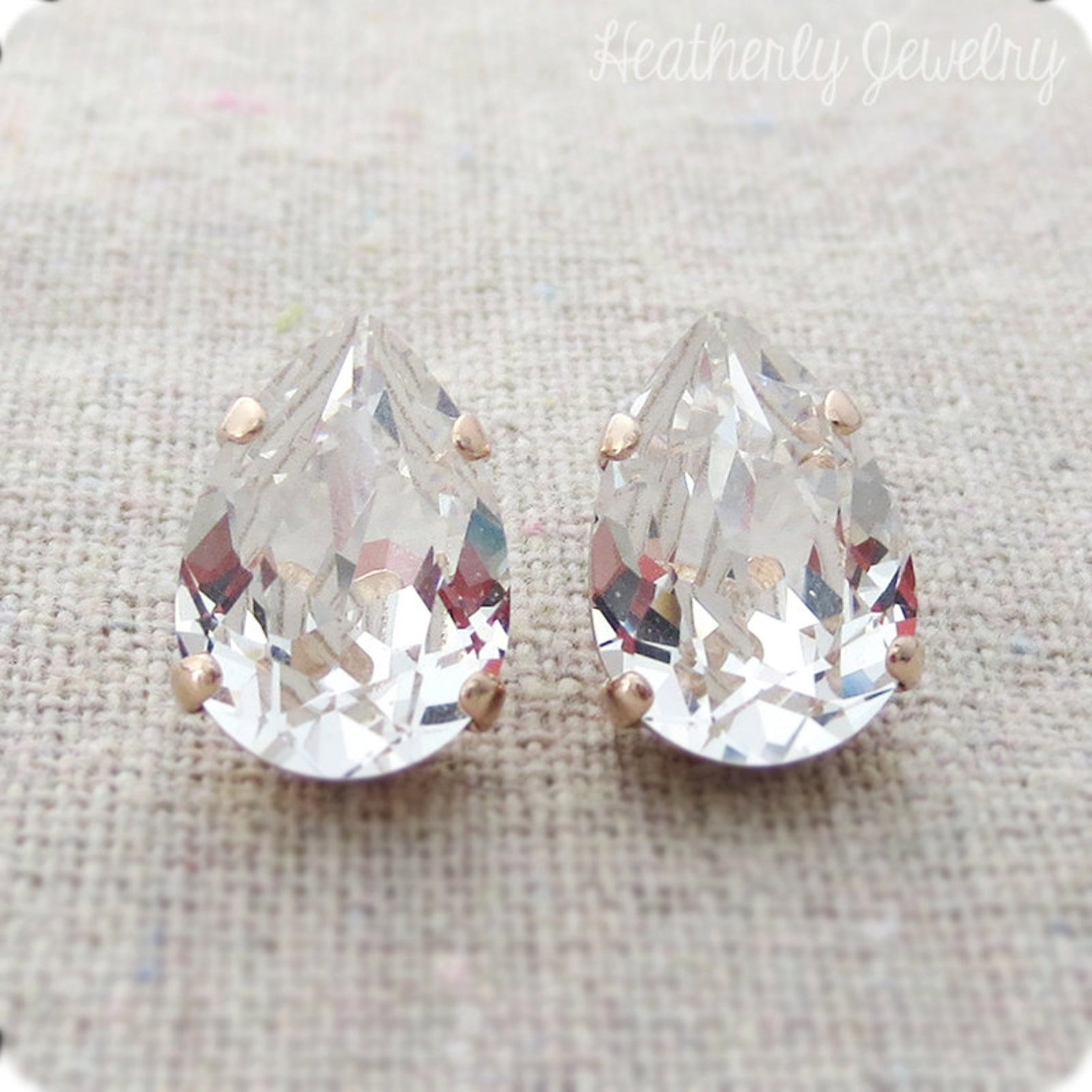 Swarovski Crystal Faux Diamond Teardrop Rhinestone Pear Rose Etsy