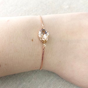 Swarovski Crystal Blush Bracelet, Blush Pink Bridal Bracelet, Rose Gold Chain Adjustable Bracelet, Custom Wedding Jewelry, Bridesmaids Gifts image 9