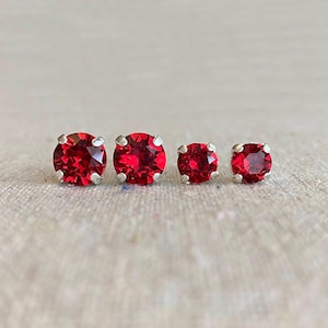 Swarovski Crystal Stud Earrings Set | 8mm Scarlet Xirius Chatons | Surgical Steel Posts | E0011 / E0056