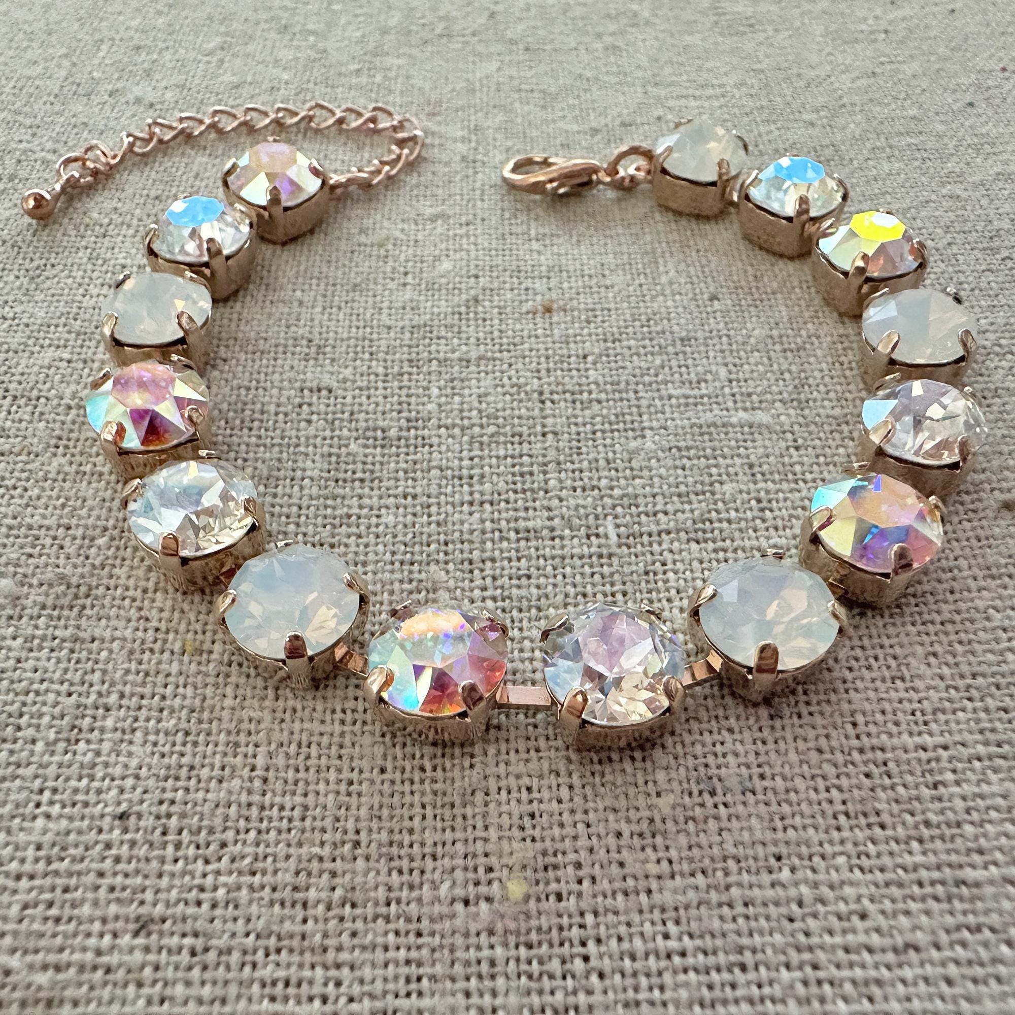 Swarovski Crystal Tennis Bracelet | 8mm Crystal AB, Moonlight