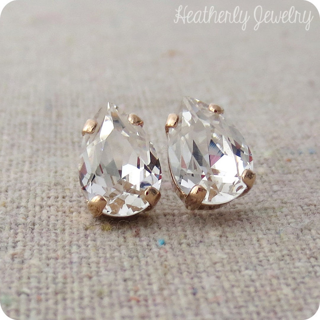 Swarovski Crystal Faux Diamond Tiny Teardrop Rhinestone Pear - Etsy
