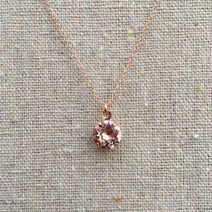 Swarovski Crystal Blush Pink Brilliant Round Pendant Delicate Rose Gold Necklace Bridesmaids Ask Gifts Bridal Jewelry Flower Girl Necklace