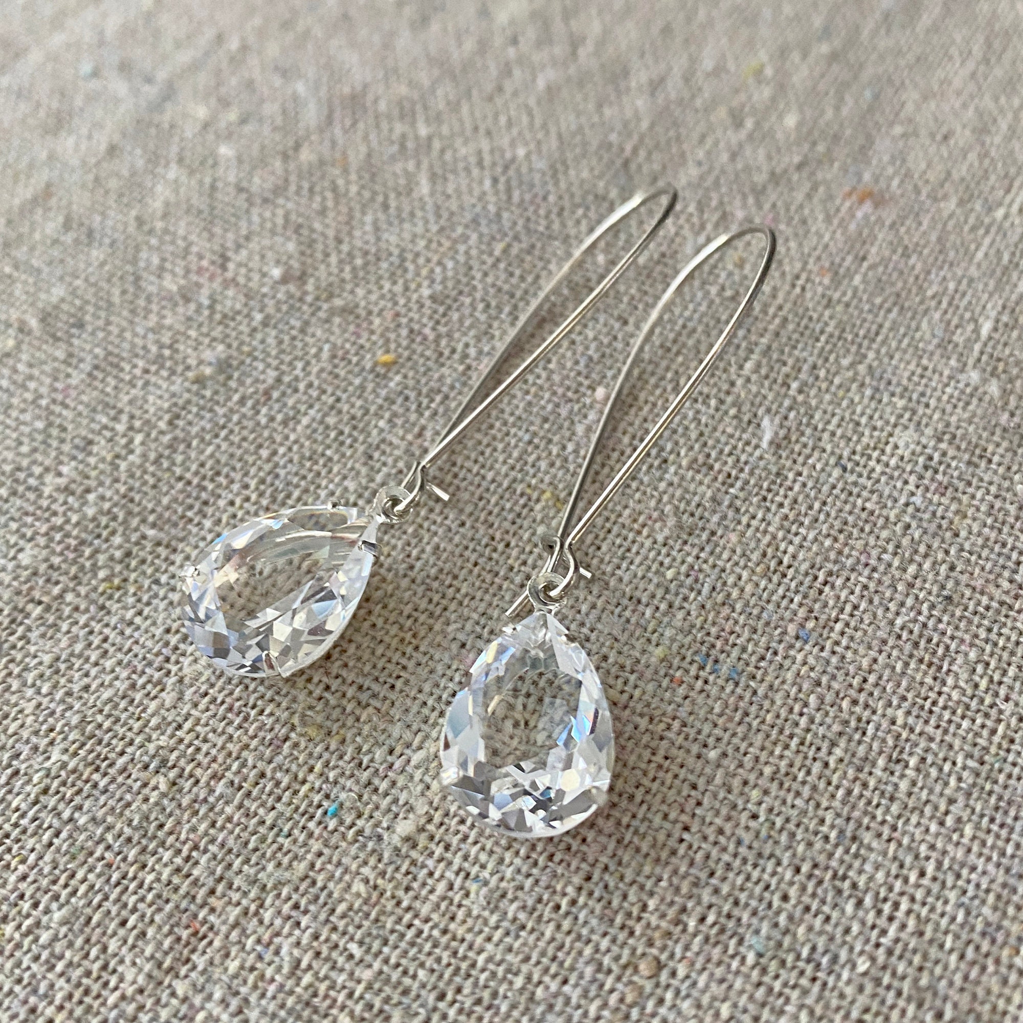 Clear Crystal Cluster Earrings with Teardrop – Dames a la Mode