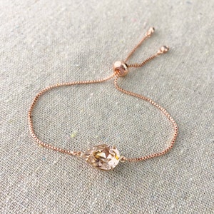 Swarovski Crystal Blush Bracelet, Blush Pink Bridal Bracelet, Rose Gold Chain Adjustable Bracelet, Custom Wedding Jewelry, Bridesmaids Gifts image 8