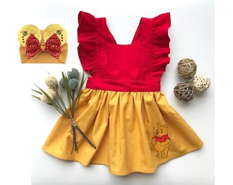 Winnie the Pooh Dress Smash Cake First Birthday Clothes Outfit Bear