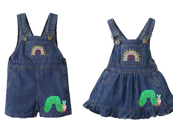 The Very Hungry Caterpillar Romper Boy Girl Twins Dress Smash Cake First Birthday Clothes Outfit Jumpsuit Overall