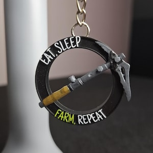Porte-clé Rust Eat Sleep Farm Repeat - Accessoire Geek pour Gamer
