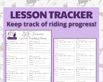 Equestrian Printable Lesson Tracker: Keep Track of Horse Riding Progress