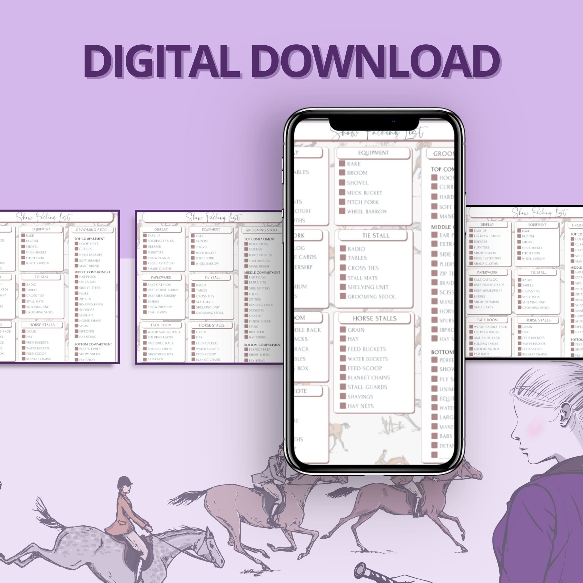 Horse Show Packing List Equestrian Show Essentials Printable Horse
