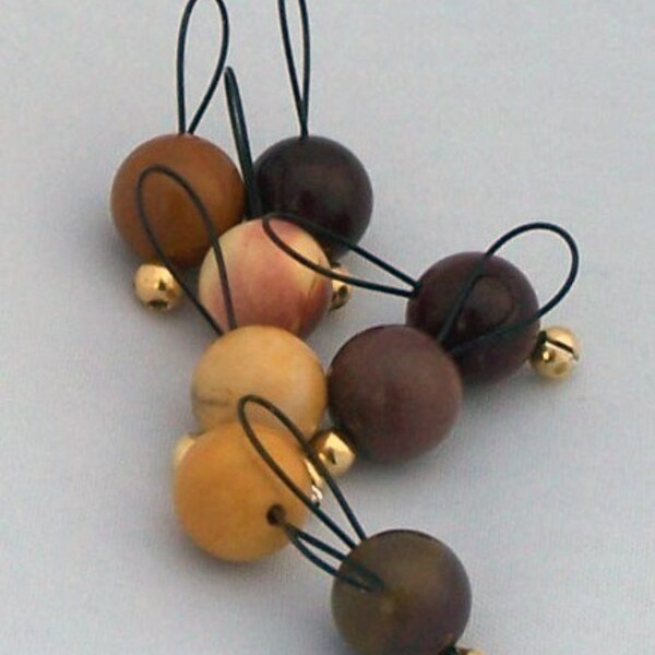Mookaite Bead SnagFree Stitch Markers Small Loop Set of 8