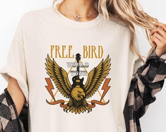 Comfort Colors Free Bird Shirt, Vintage Distressed Shirt, Free Bird Tee, Retro Music Shirt, Eagle Shirt, Thunderbird Shirt  Rock Lover Shirt