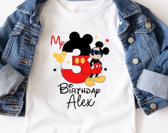 Personalized Mickey T-Shirts For Kids, 3th Birthday Mickey Shirt, Birthday Boy Custom Shirt, Funny Birthday Shirt, Mickey Mouse Shirt