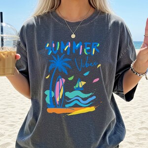 Comfort Colors Summer Vibes Shirt, Summer Beach Shirt, Trendy Summer Shirt, Retro Summer Shirt, Summer Vacation Shirt, Beach Vibes Tee
