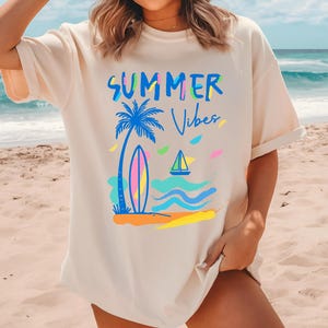 Comfort Colors Summer Vibes Shirt, Summer Beach Shirt, Trendy Summer Shirt, Retro Summer Shirt, Summer Vacation Shirt, Beach Vibes Tee