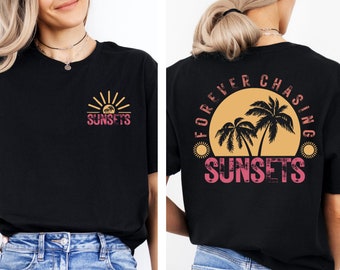 Forever Chasing Sunset T-Shirt, Retro Beach Shirt, Summer Vacation Shirt, Tropical Shirt, Travel Gift, Retro Summer Shirt, Summer Gifts