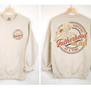 Retro Fatherhood Beer Sweatshirt, Vintage Skeleton Dad Pullover