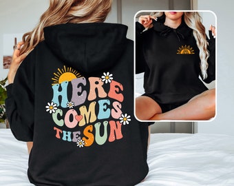 Here Comes The Sun Hoodie, Hawaii Hoodie, Vintage Summer Hoodie, Boho Summer Hoodie, Summer Hoodie, Beach Hoodie,Vacation Hoodie,Summer Gift